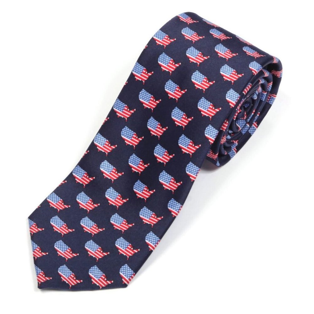AMERICAN LIFESTYLE United States Patriotic Flag Stars Stripes Men's Silk Tie